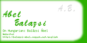 abel balazsi business card